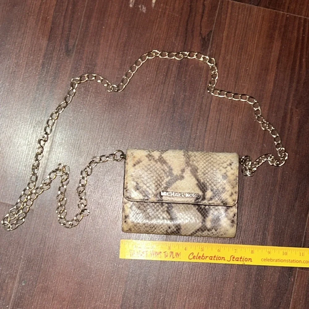 Michael Kors Jet Set Snakeskin‎ Crossbody Wallet Bag Brown